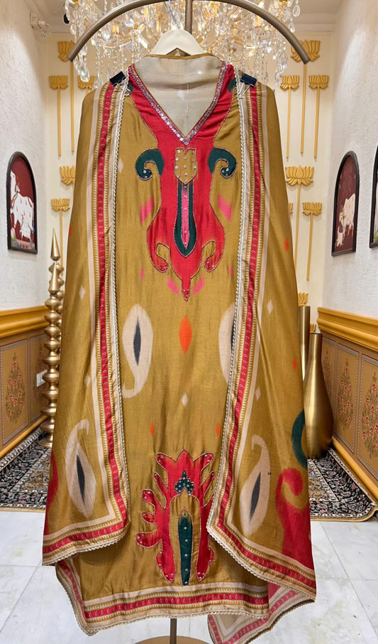 Ravira Patola Pearl Suit (Mustard)