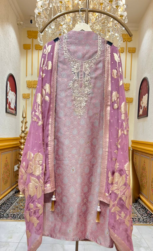 Zareesha Brocade Noor Suit (Purple)