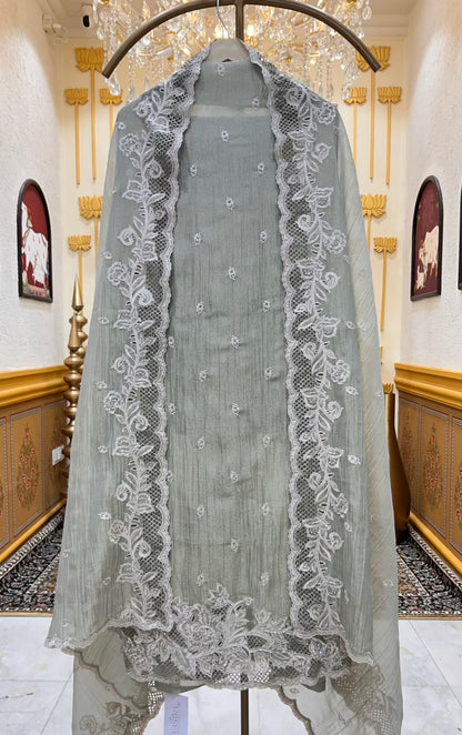 Naazira Crystal Cutwork Suit (Pista Green)