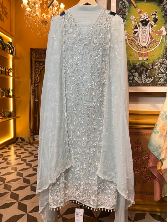 Mehrosa Organza Suit (Blue)