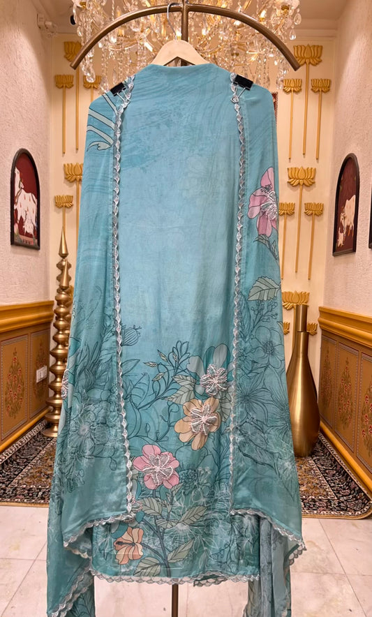 Eshira Print Noor Suit (Sky Blue)