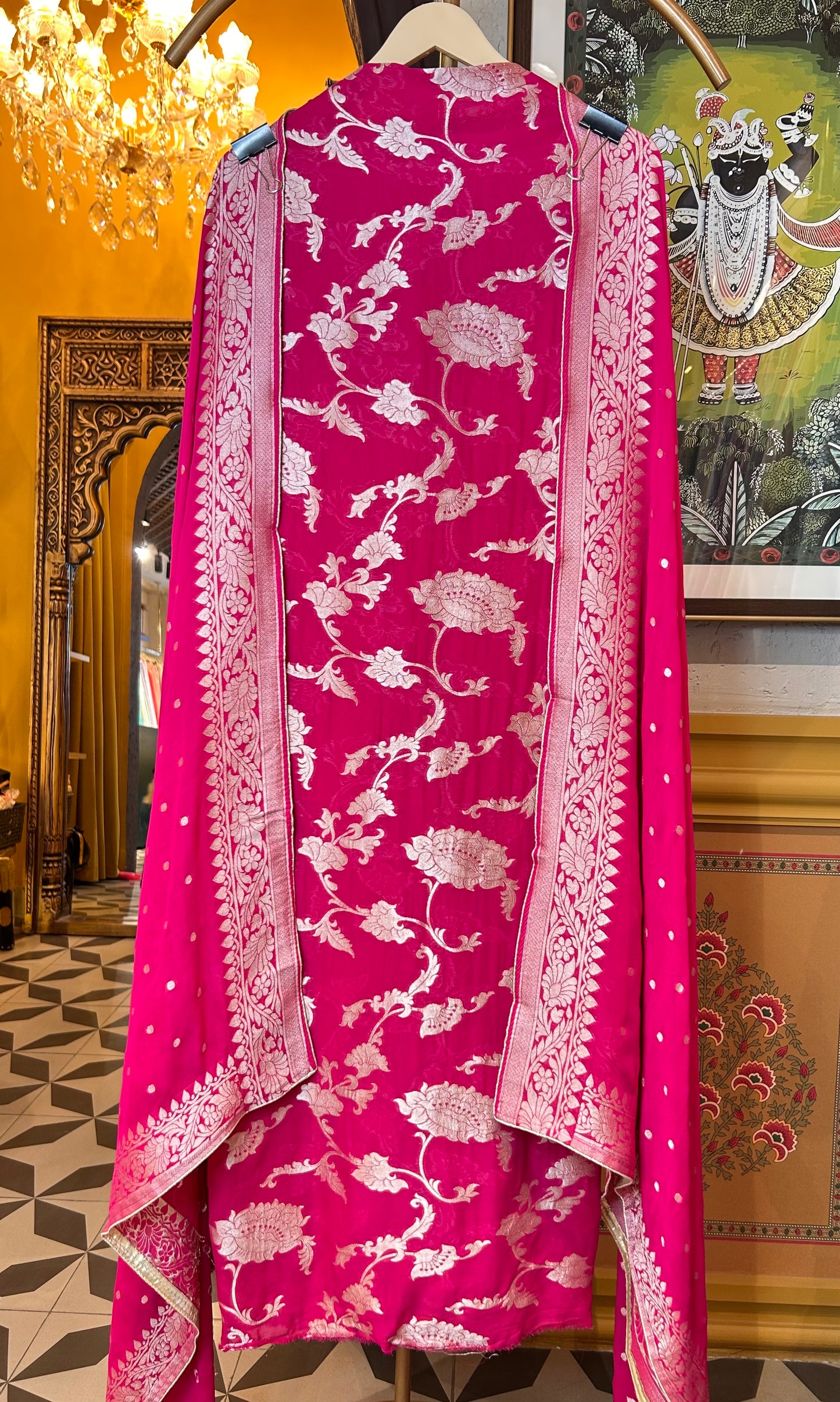 Devanshi Banarasi Georgette Suit (Pink)