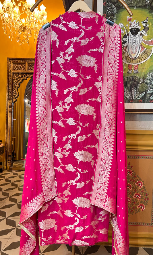 Devanshi Banarasi Georgette Suit (Pink)