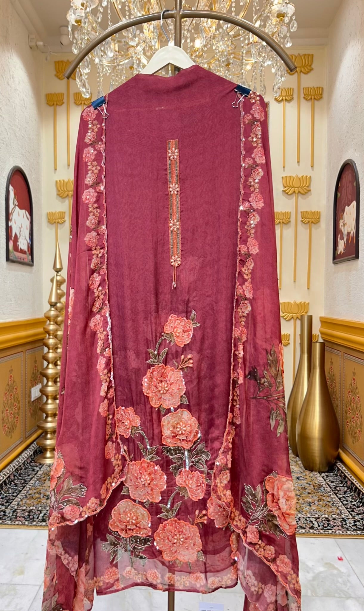 Zarhaya Karigari Suit (Wine)