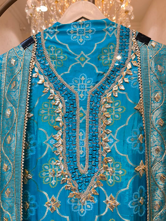 Meher Bandhej Suit (Blue)