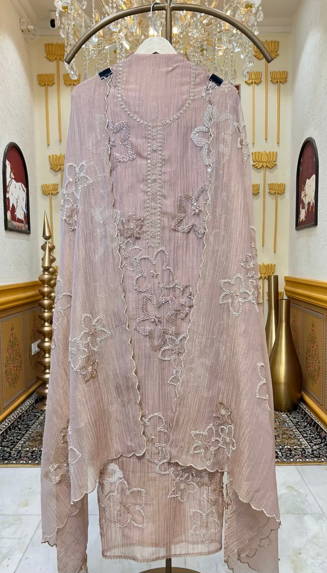 Aarifa Crush Karigari Suit (peach)