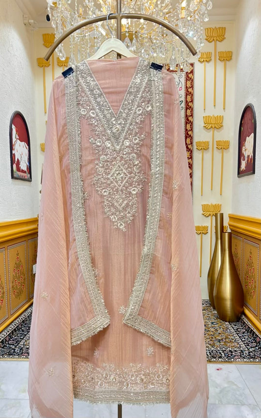 Zarifa Kinari Veil Suit (Peach)