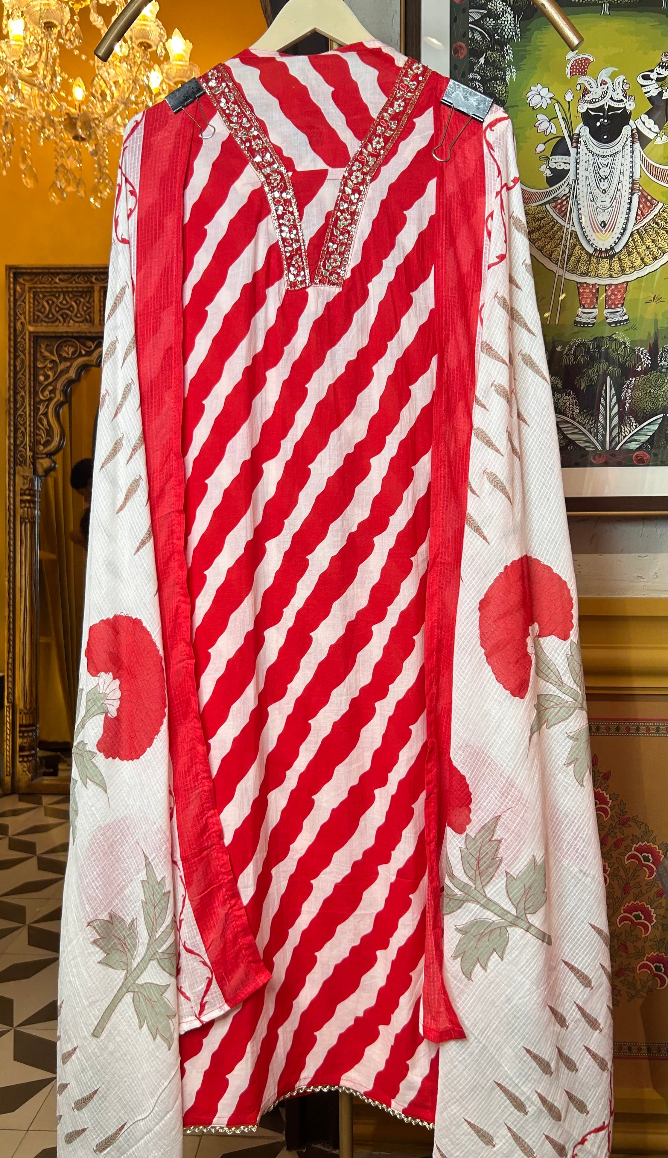 Pehra Cotton Suit (Red)