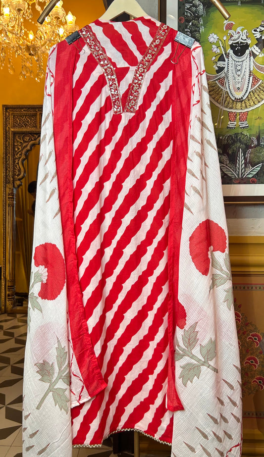 Pehra Cotton Suit (Red)