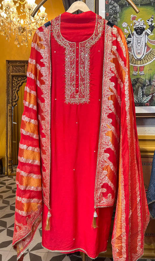 Firozaan Chanderi Suit (Red)