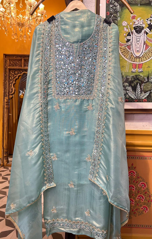 Rimaya Organza Suit (Powder Blue)