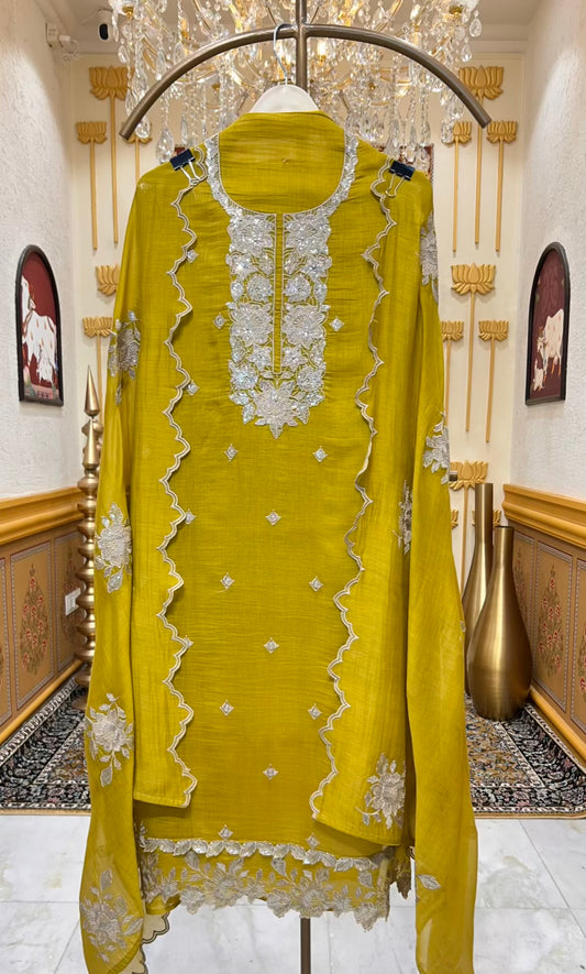 Zarvika Zari Phool Suit (Mustard)