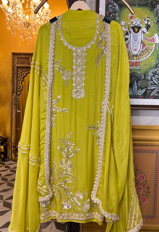 Zewar Organza Suit (Green)
