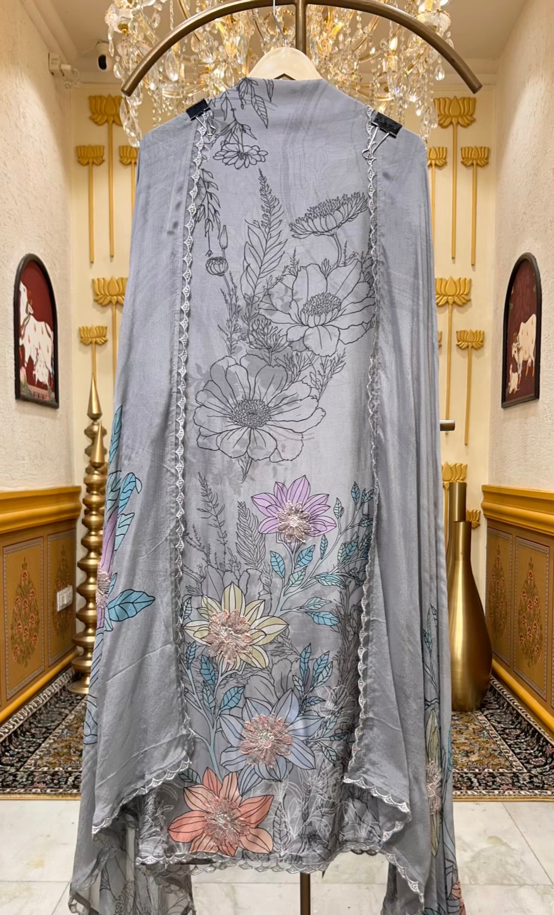 Eshira Print Noor Suit (Grey)