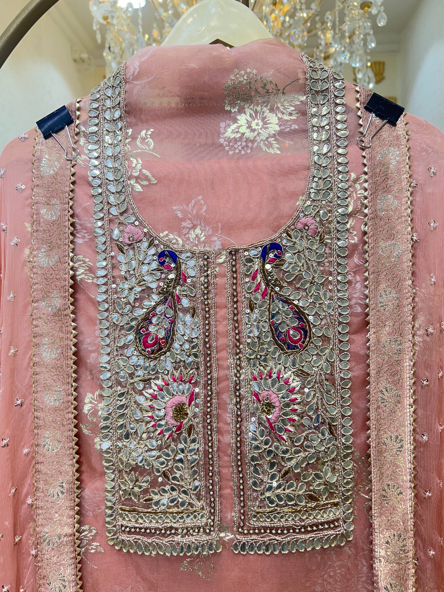 Mehrina Tissue Noor Suit (Peach)