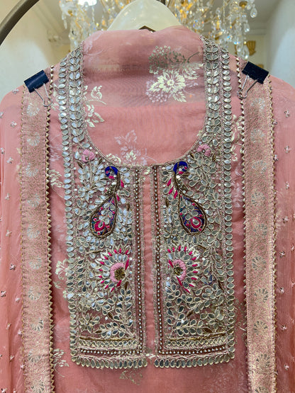 Mehrina Tissue Noor Suit (Peach)