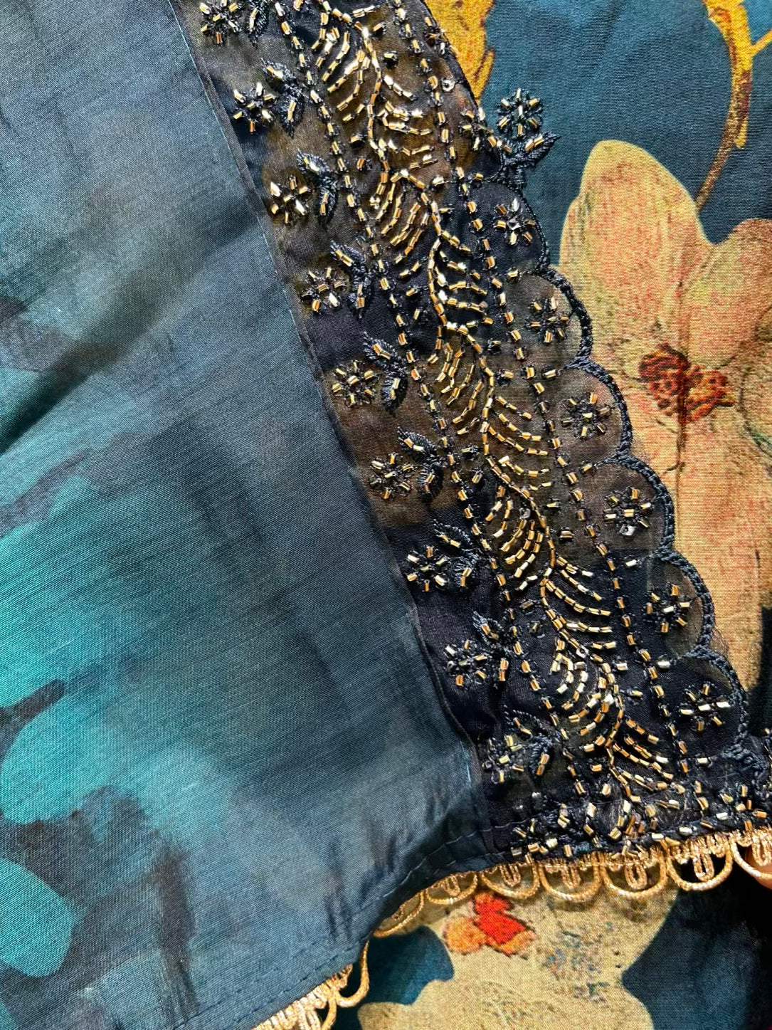 Nayra Muslin Bloom Suit (Peacock Blue)