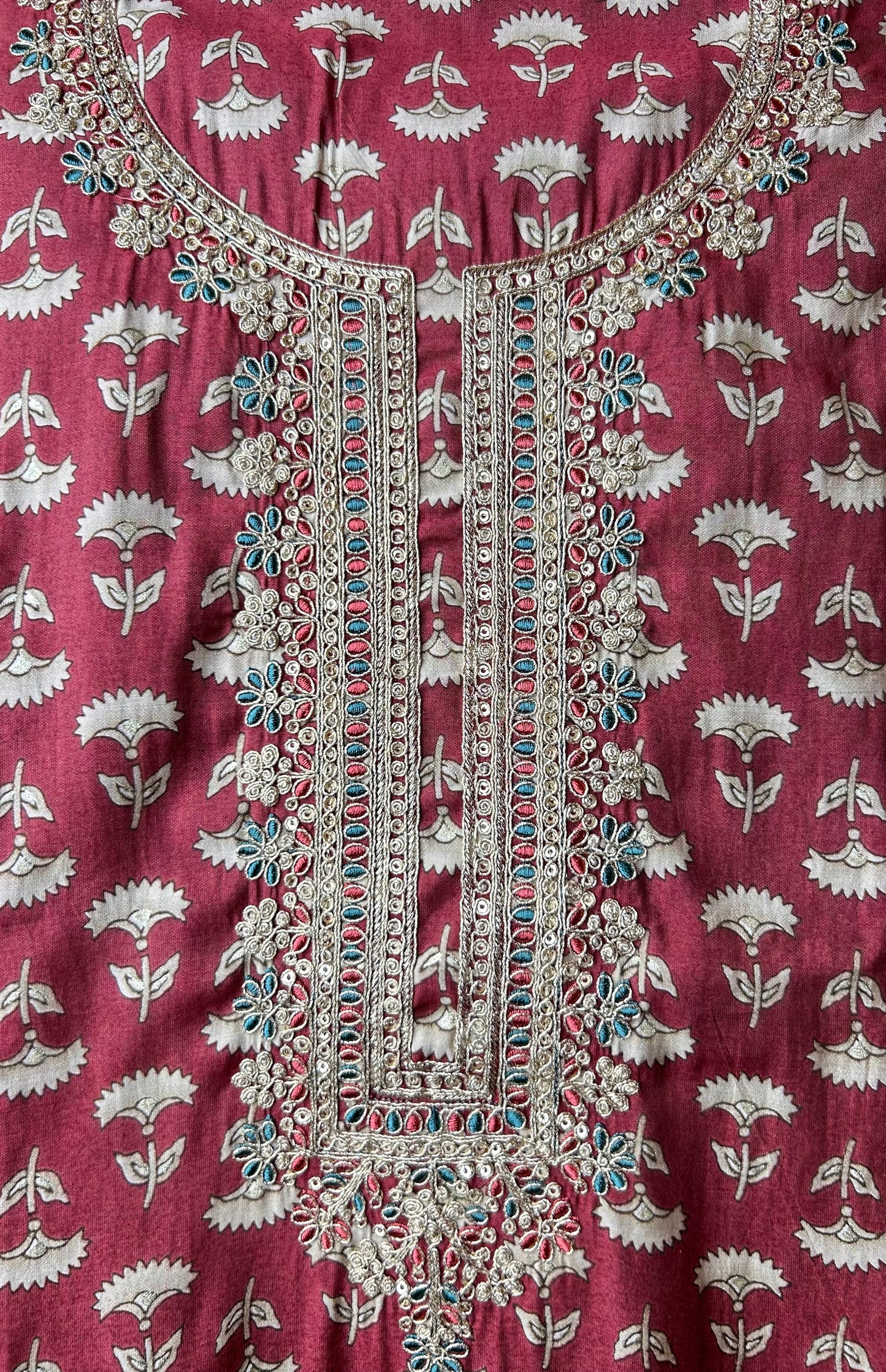 Inaya Muslin Printed Suit (Rust)
