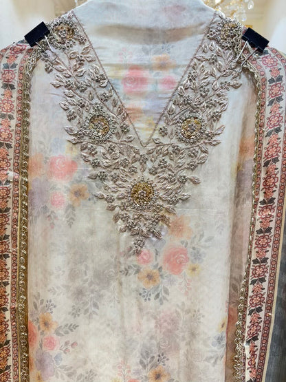 Mehrzoya Dabka Organza Suit