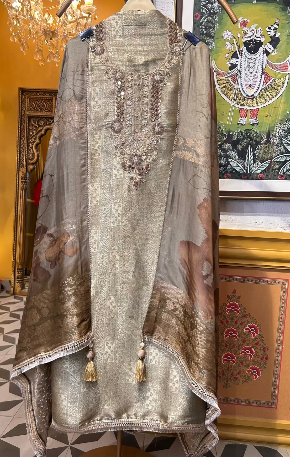 Zarfira Brocade Suit (Green)