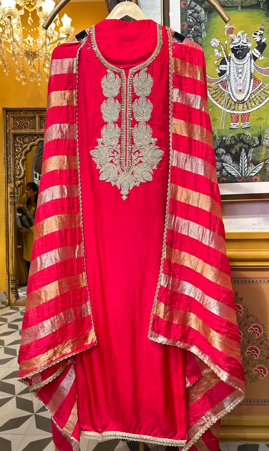 Noorisha Silk Suit (Pink)