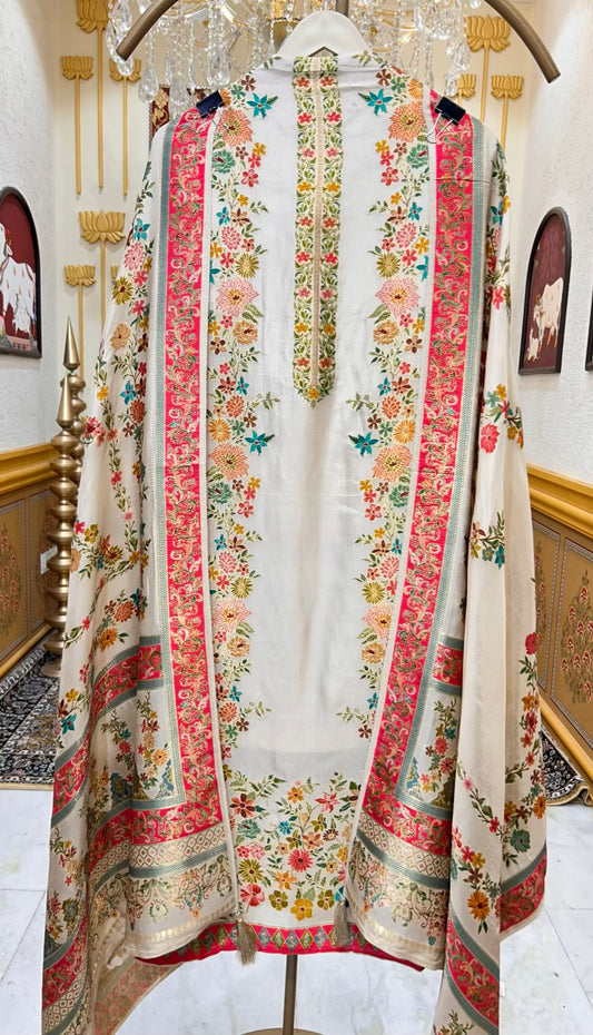 Sahira Katan Banarasi Suit (Ivory)