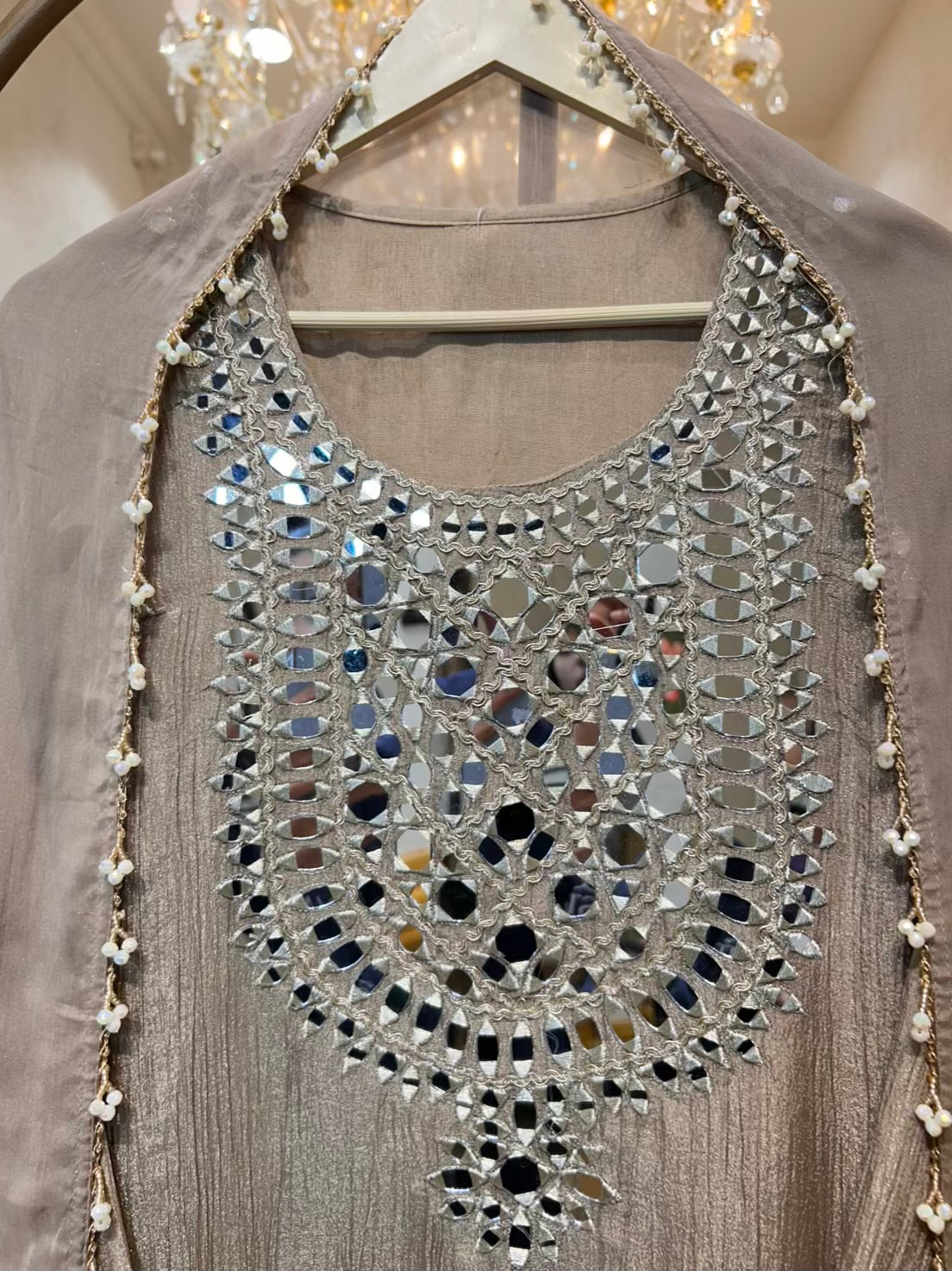 Zarveen Dori Mirror Corset Set (Beige)