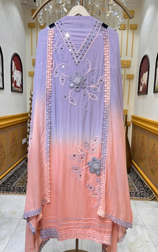Afsana Mul Sheen Suit (Lavender)