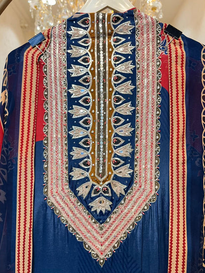 Zayleena Silk Veil Suit (Blue)