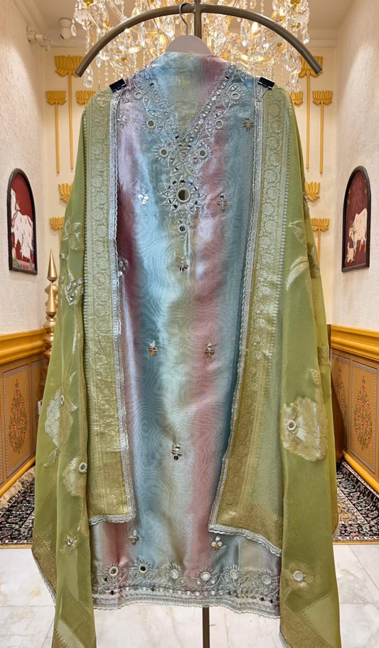 Zarfeena Mirror Taj Suit (Green)