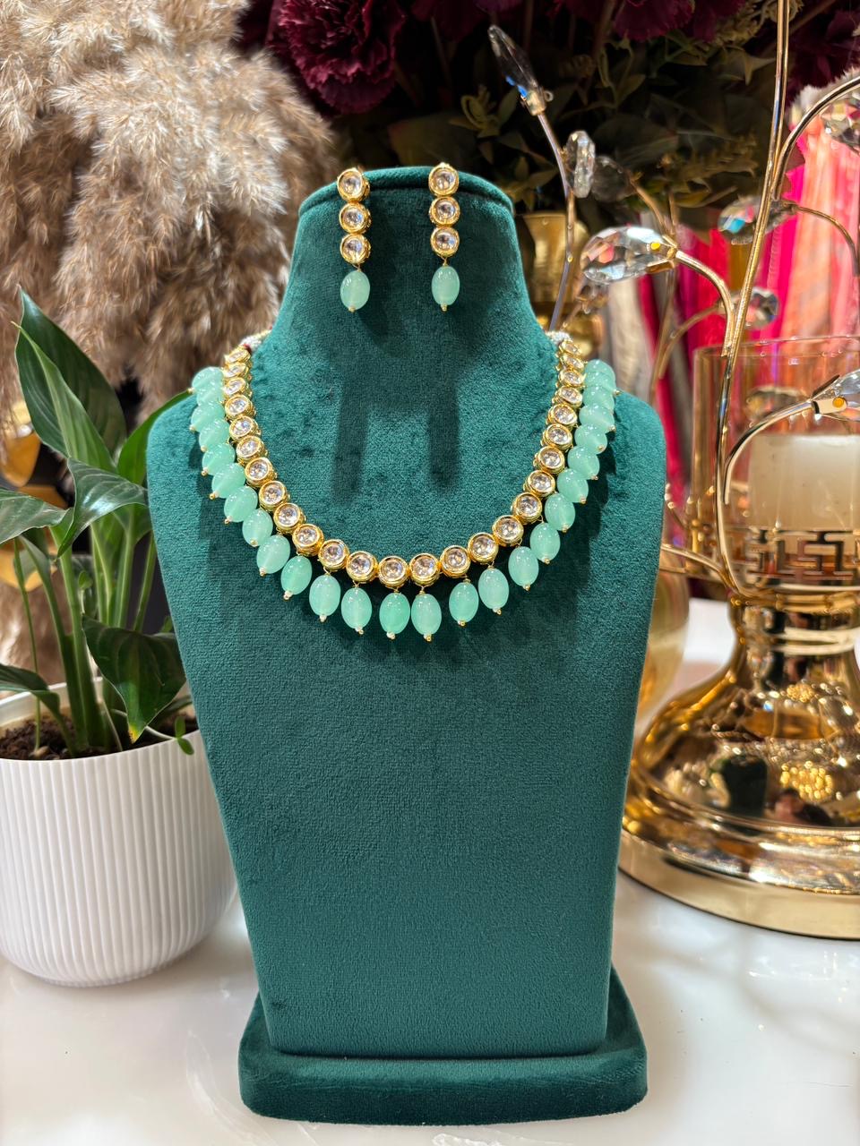 Nooraya Stone Kundan Set (Turquoise)