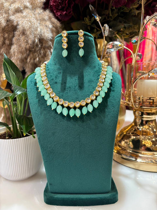 Nooraya Stone Kundan Set (Turquoise)