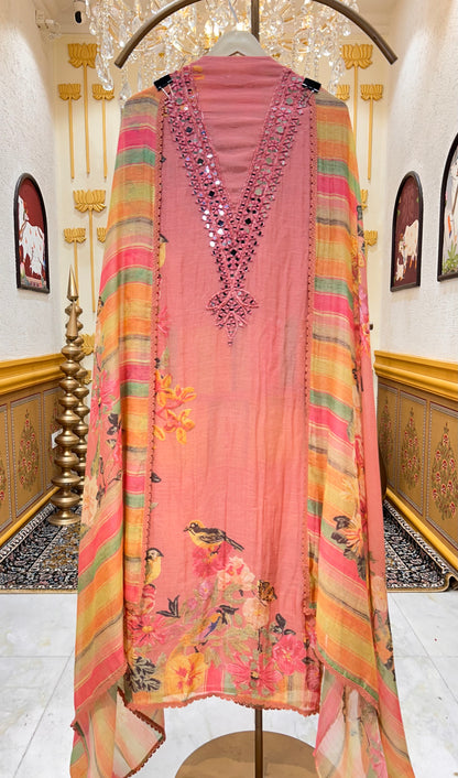 Avira Aaina Print Suit (Pink)