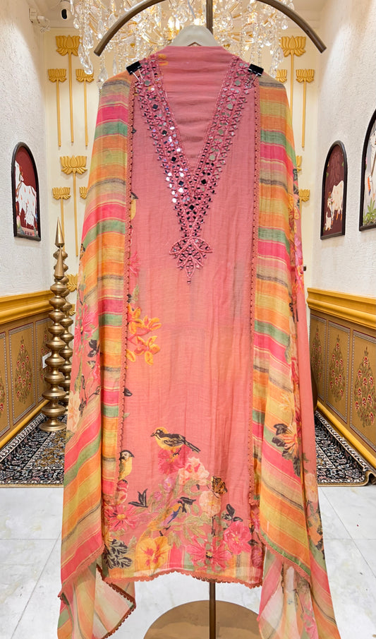 Avira Aaina Print Suit (Pink)