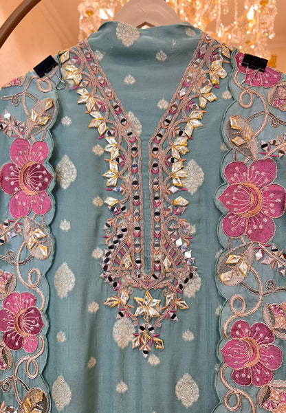Ruhzeen Banarasi Gota Suit (Blue)