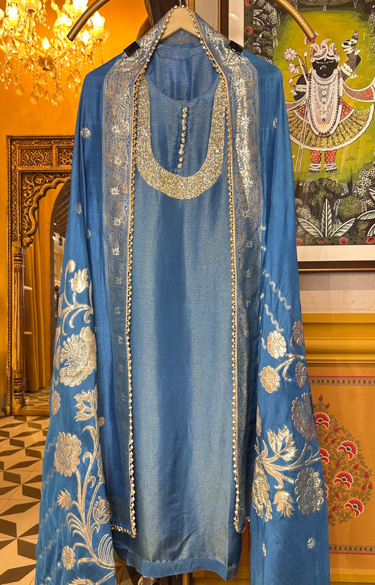 Noorban Organza Suit (Blue)