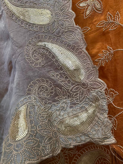 Nayab Organza Suit (Rust)