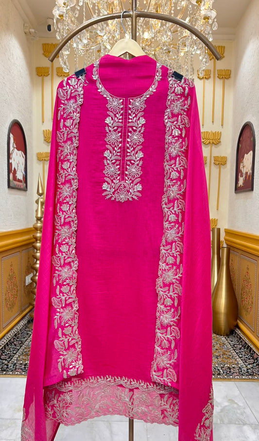 Rajvanya Chanderi Zari Suit (Magenta)