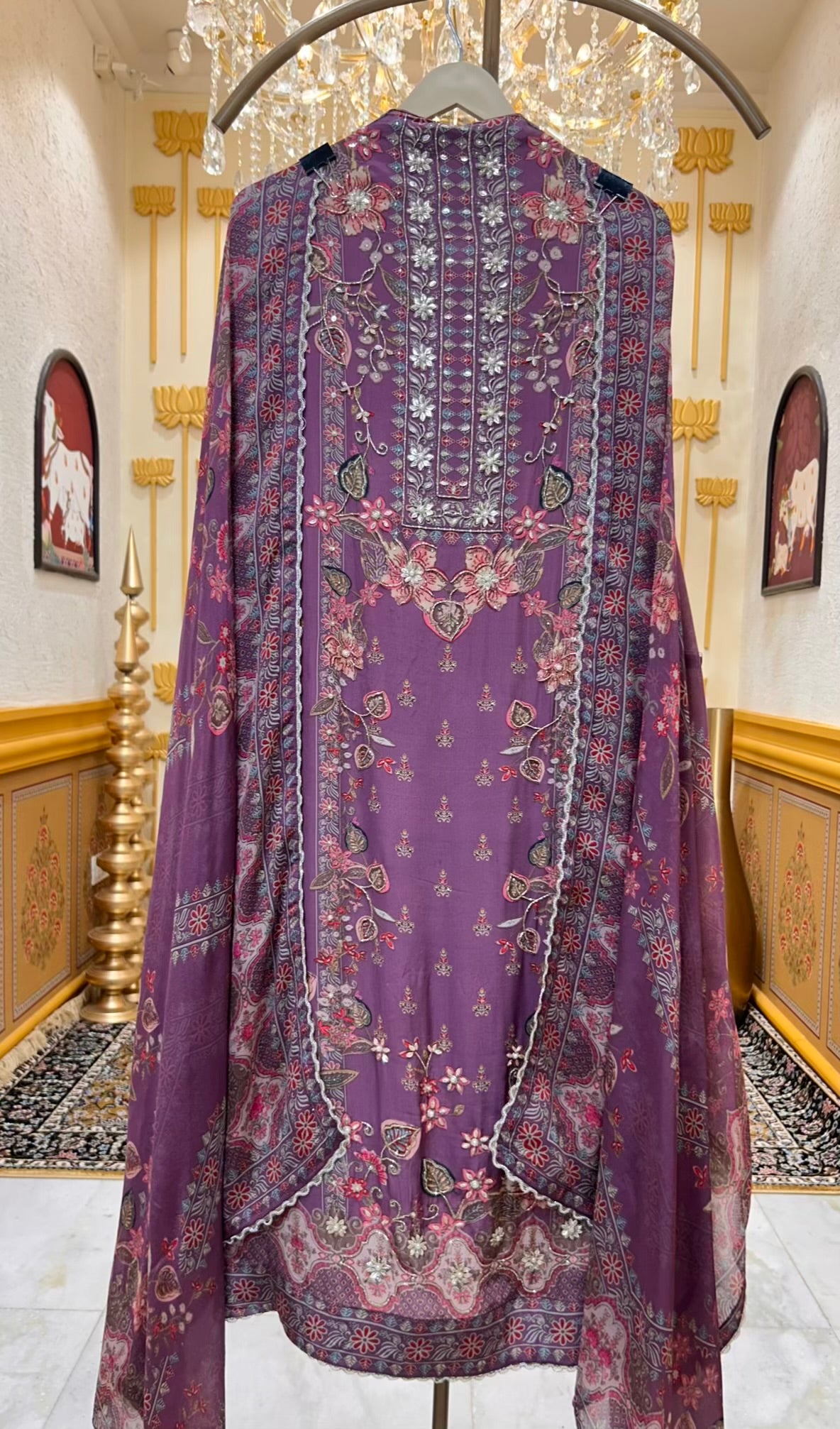 Miraya Digital Printed Suit (Purple)