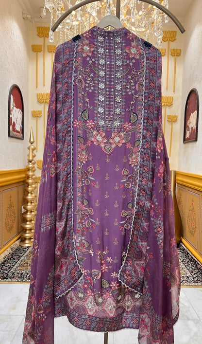 Miraya Digital Printed Suit (Purple)