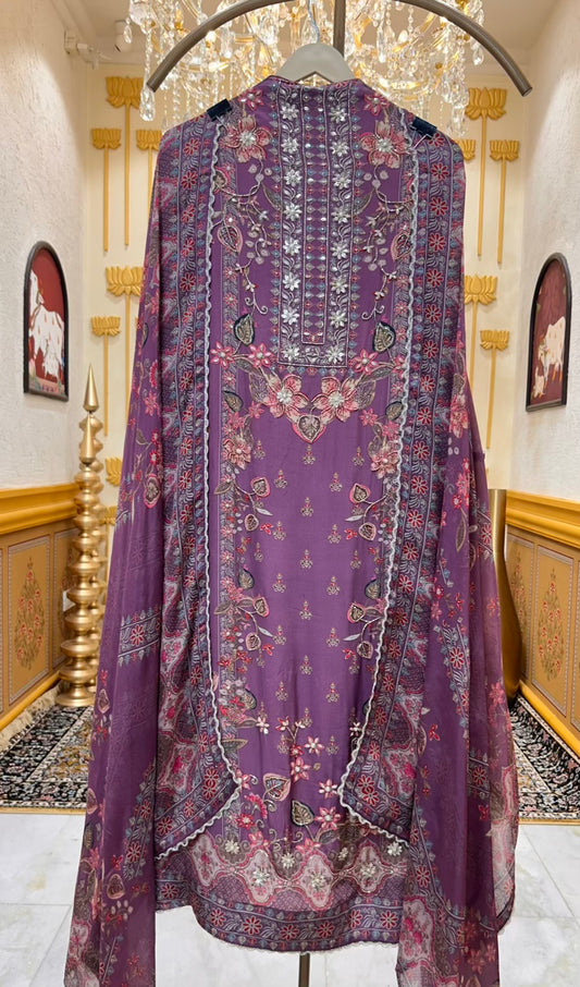 Miraya Digital Printed Suit (Purple)