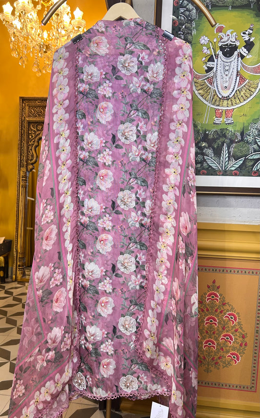 Zahira Organza Suit (Pink)