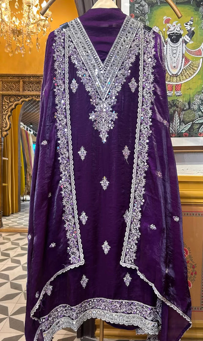 Zafera Tissue Organza Suit (Wine)