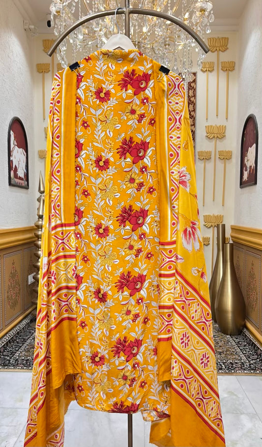 Meheriya Print Veil Suit (Yellow)