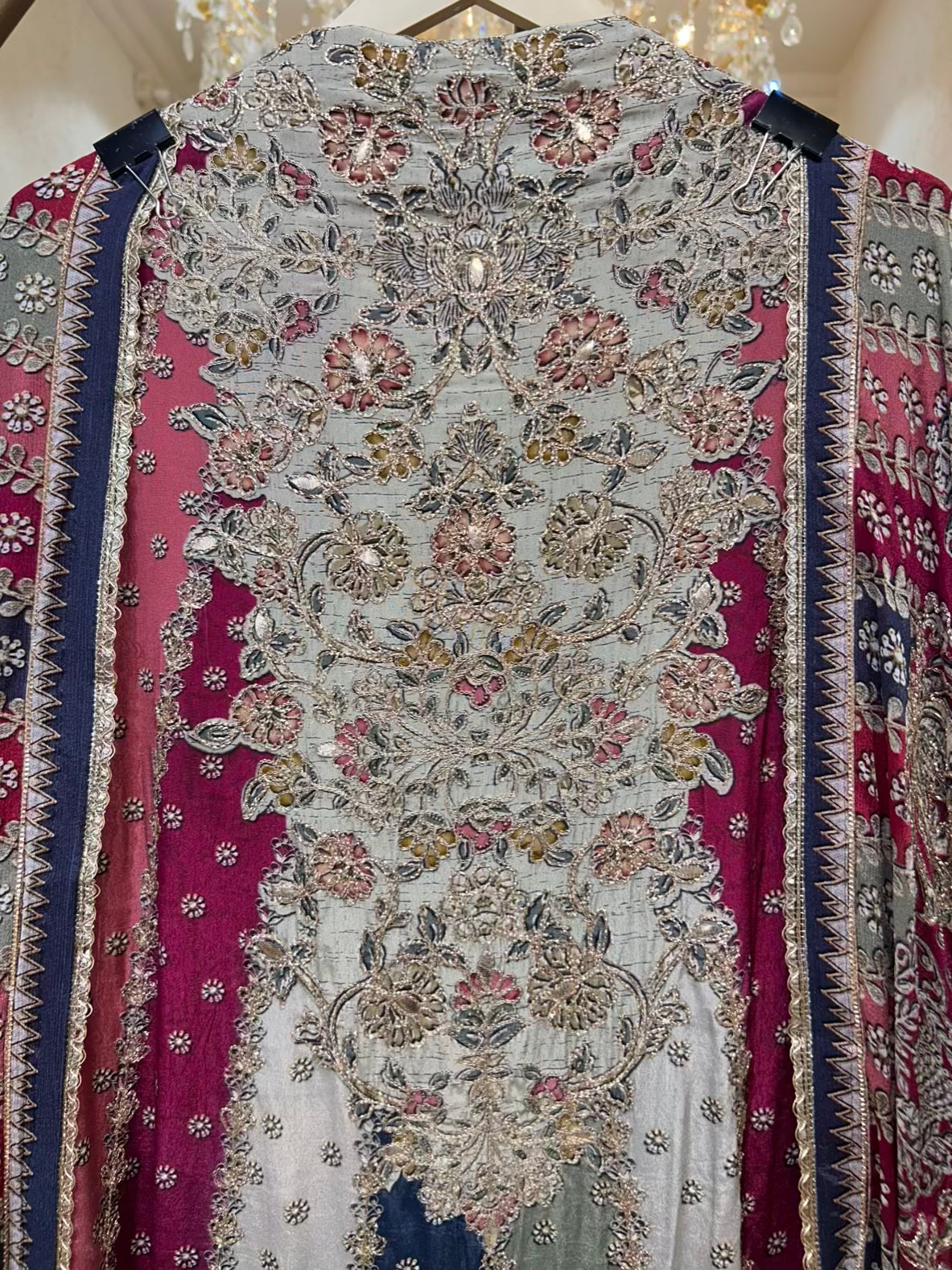 Ishvaya Zari Print Suit (Wine)