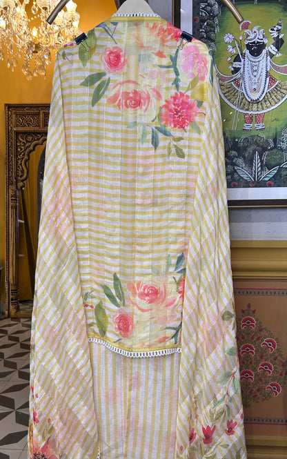 Iravati Mul Chanderi Suit (Yellow)