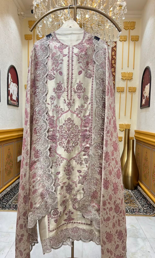 Zehraani Brocade Noor Suit (Pink)