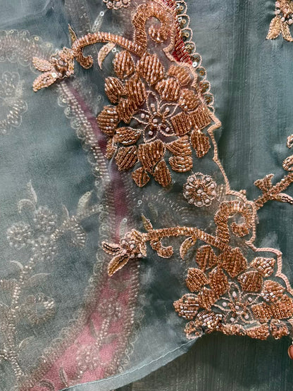 Eliya Handloom Veil Suit (Peacock Blue)