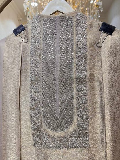 Sahira Zari Brocade Suit (Beige)