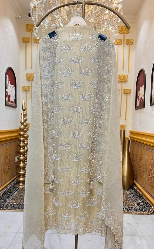 Riyara Handcrafted Veil Suit (Light Yellow)